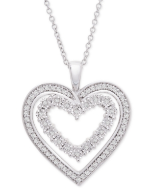 image of Diamond Heart Adjustable Pendant Necklace (1/4 ct. t.w.) in Sterling Silver