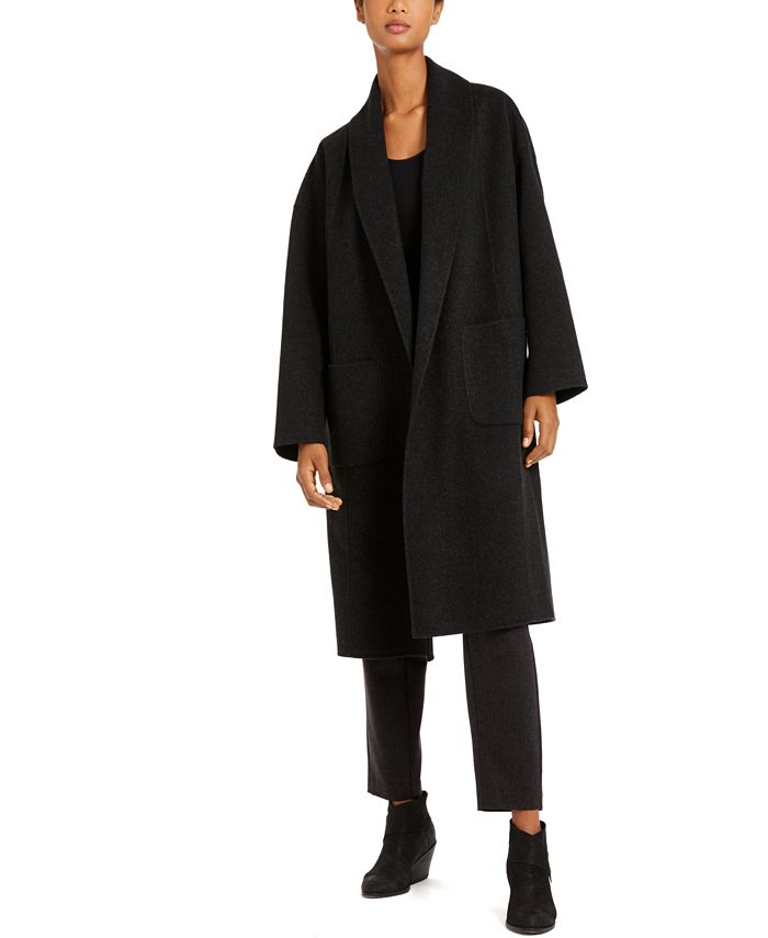 Eileen Fisher Shawl-Collar Open-Front Coat - Macy's