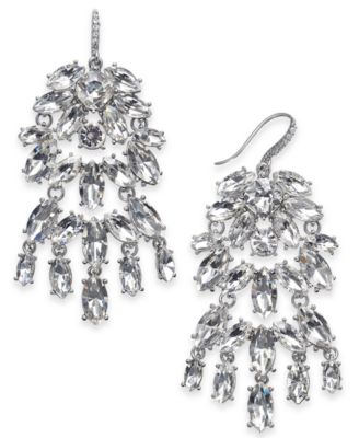 INC International Concepts - Silver-Tone Crystal Chandelier Earrings