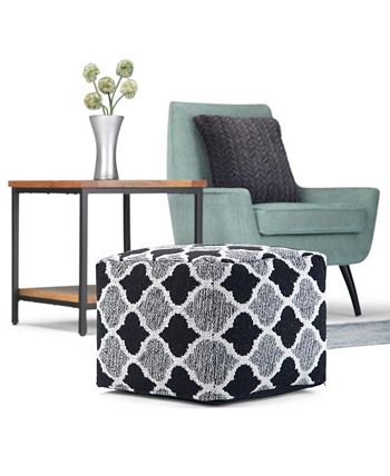 Simpli Home - Currie Square Pouf, Quick Ship