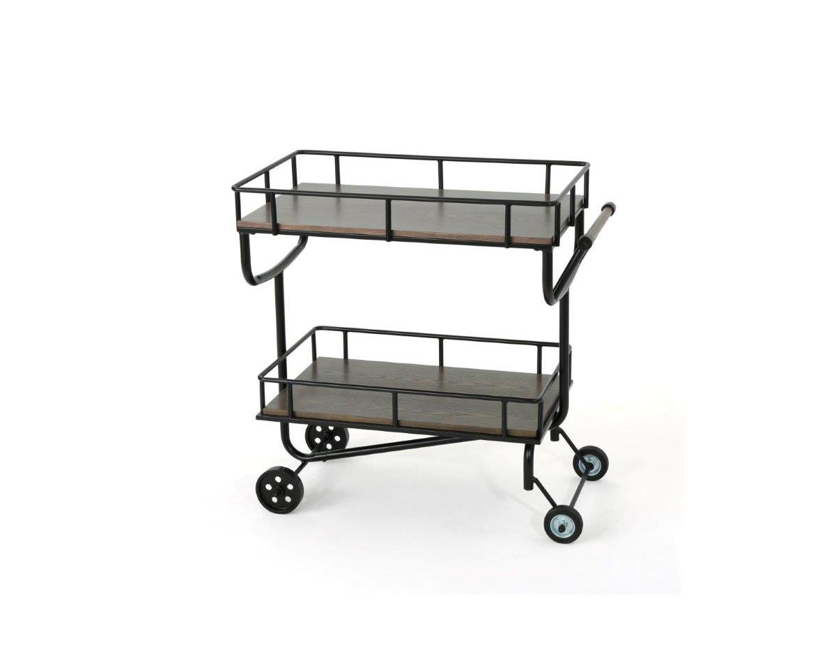 Noble House Logan Industrial Bar Cart In Grey
