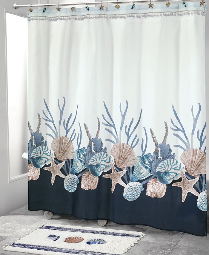 Avanti Blue Lagoon Shower Curtain, Blue Shower Curtain With Matching Window Valance