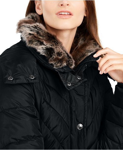 London Fog Puffer Coat With Faux Fur Trim Reviews Coats Women Macy S