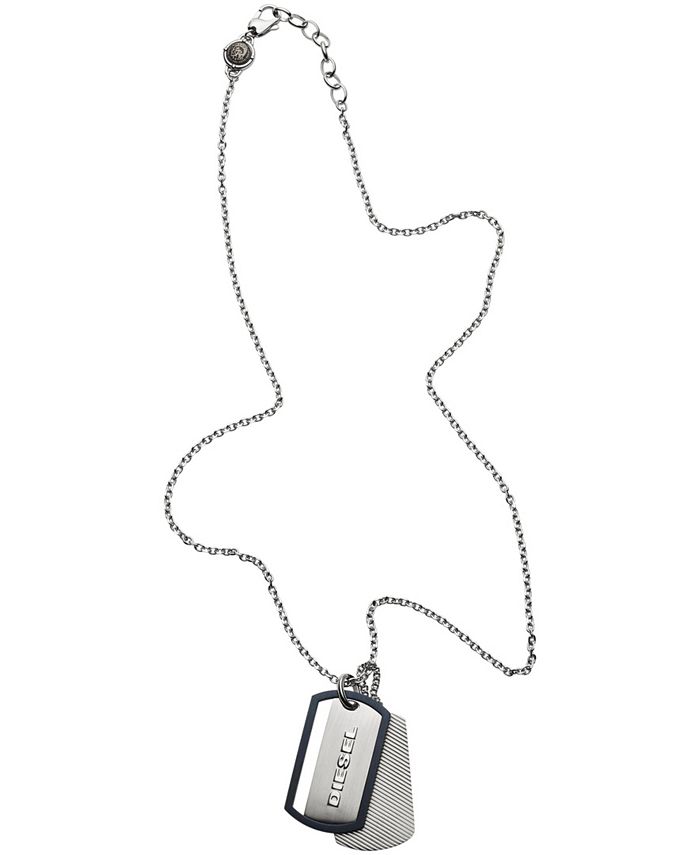 Diesel Men s Engraved Stainless Steel Double Dog Tag Necklace Macy s