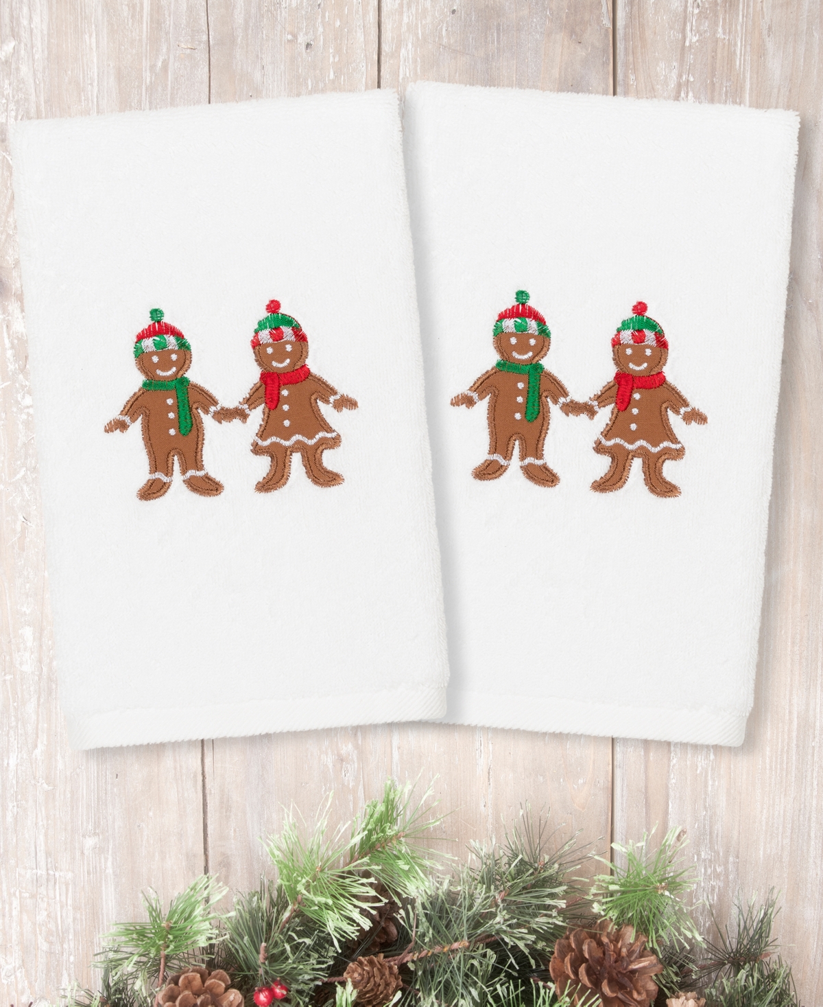 10190133 Linum Home Christmas Gingerbread Embroidered 100%  sku 10190133