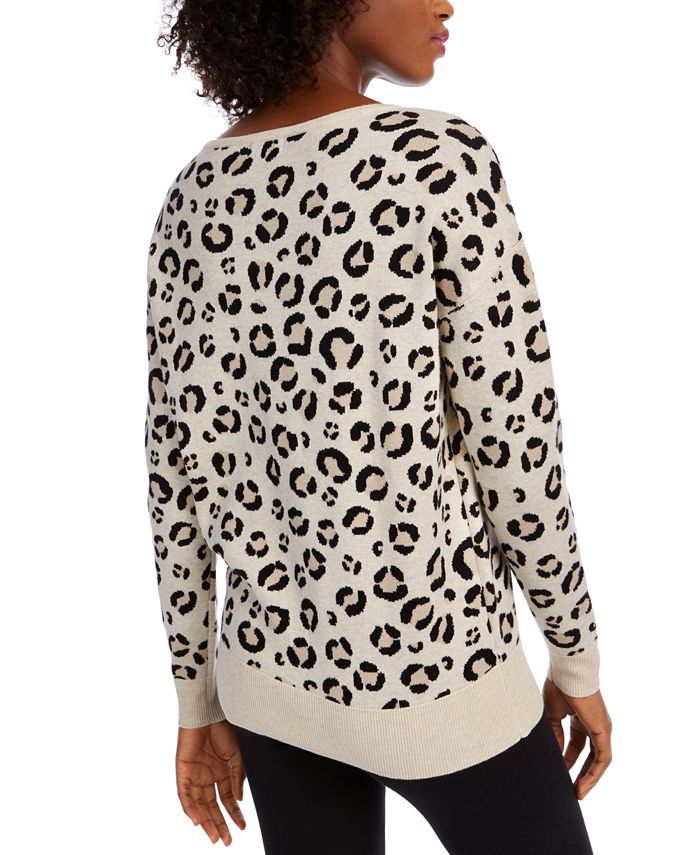 Maison Jules Leopard Print Sweater, Created for Macy's & Reviews ...