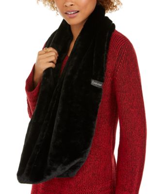 calvin klein faux fur scarf