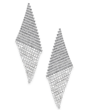 image of Thalia Sodi Silver-Tone Pave Triangular Mesh Drop Earrings, Created for Macy-s