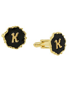 Jewelry 14K Gold-Plated Enamel Initial K Cufflinks
