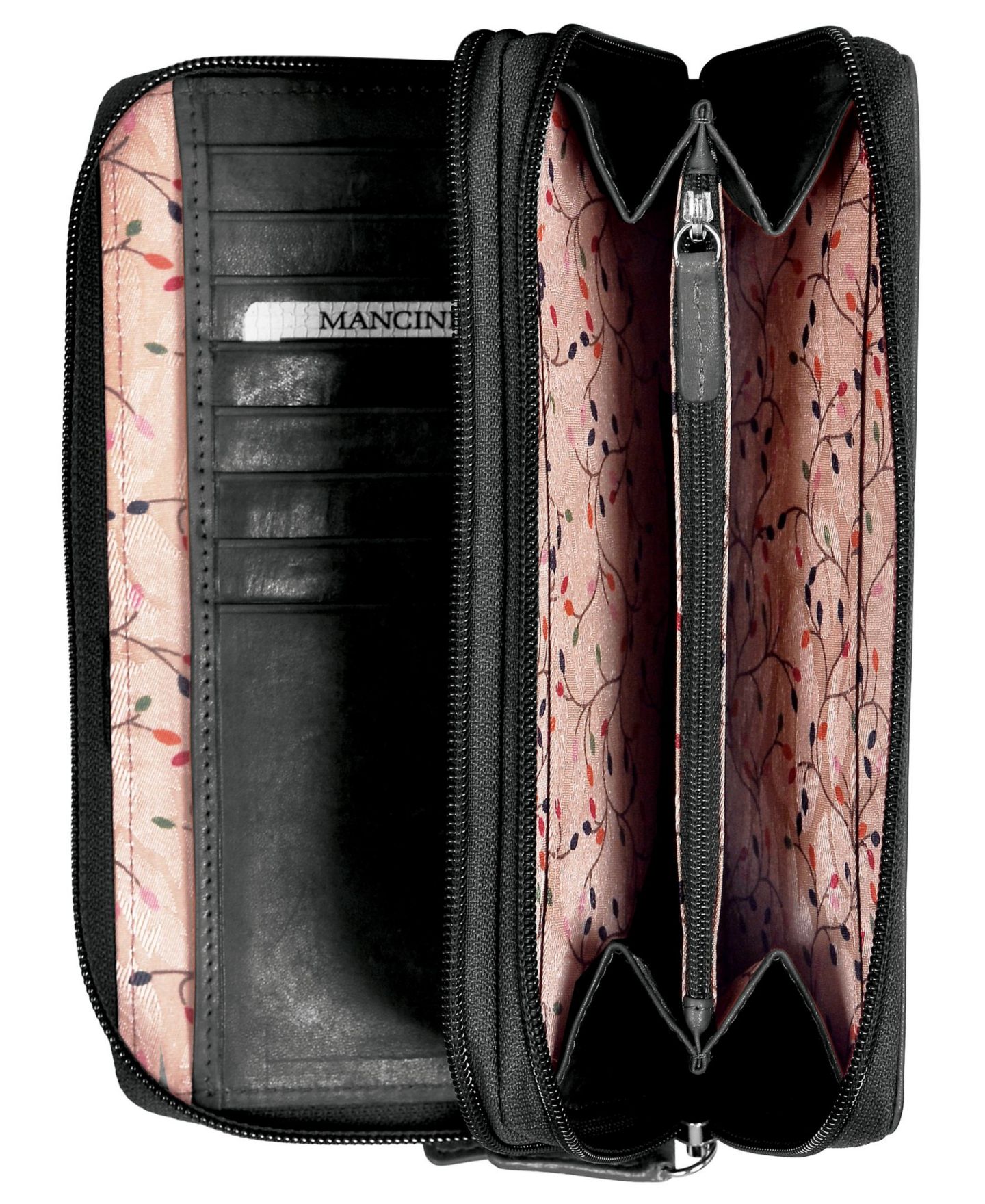 Кошелёк Mancini Casablanca Collection с защитой RFID на двойной молнии, цвет: Чёрный — фото 3
