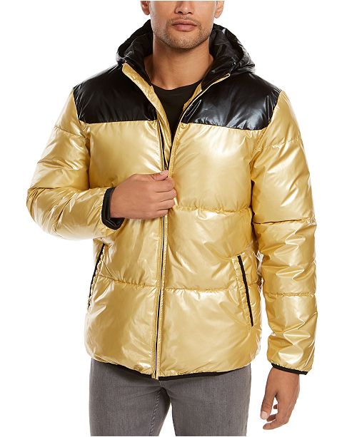 Alfani Men S Colorblocked Hooded Puffer Coat Created For Macy S