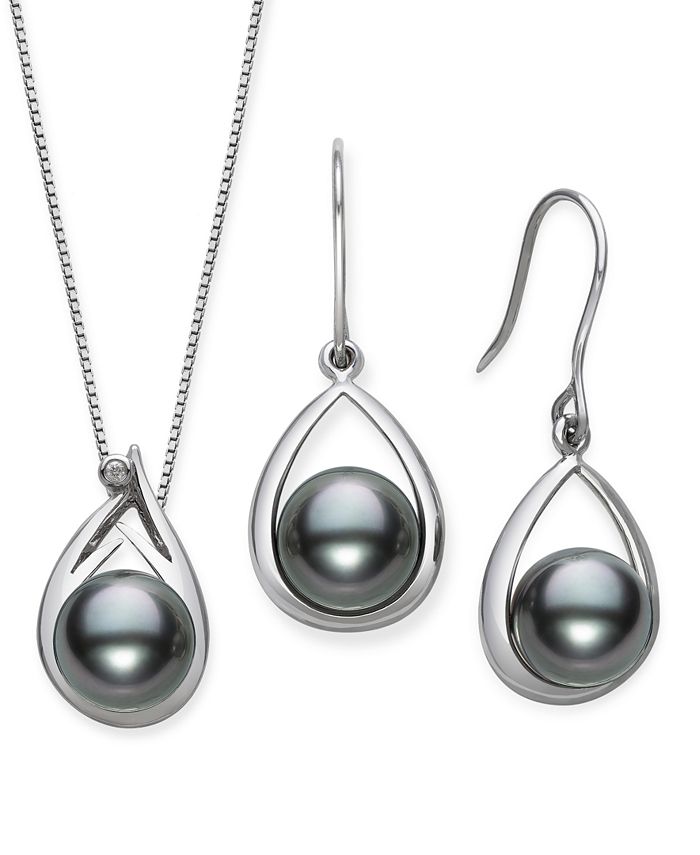 Macy's black pearl earrings hotsell