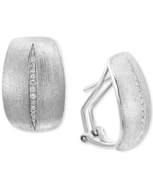 image of Effy Diamond Satin Finish Drop Earrings (1/10 ct. t.w.) in Sterling Silver
