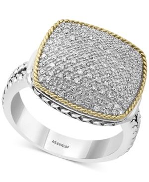 image of Effy Diamond Pave Two-Tone Statement Ring (1/3 ct. t.w.) in Sterling Silver & 18k Gold-Plate