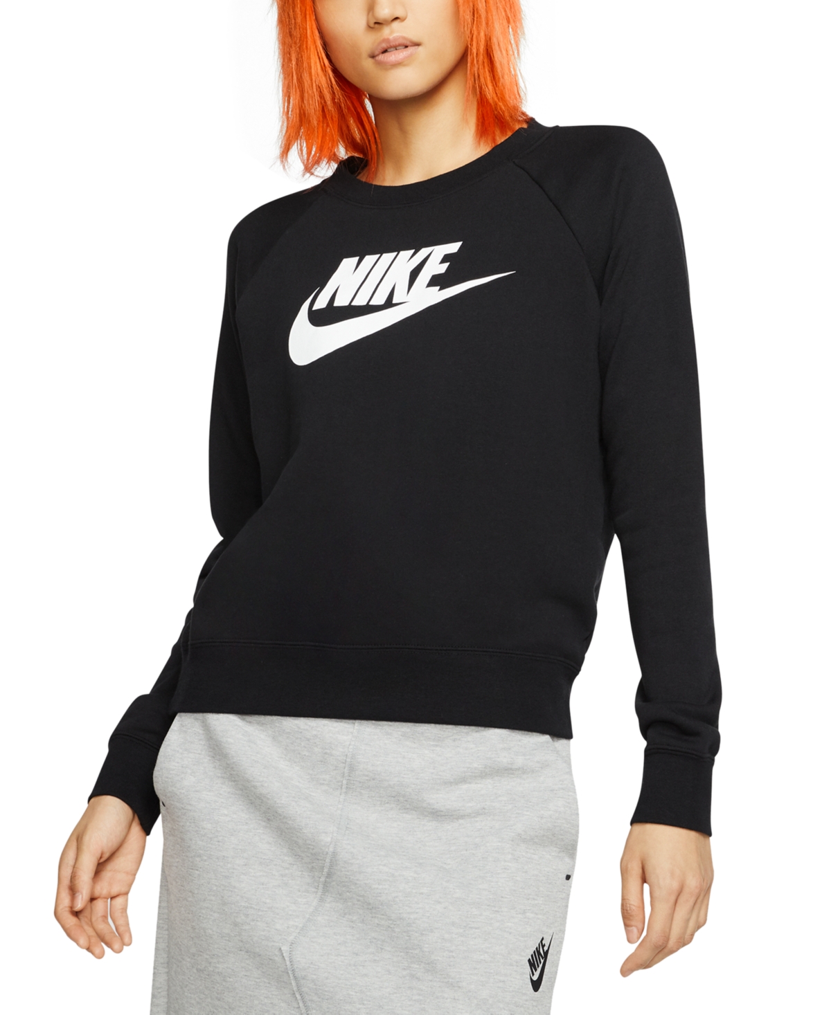 Nike Plus Size Essential Fleece Sweatshirt In Black/white | ModeSens