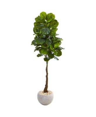 Nearly Natural - 65" Fiddle Leaf Artificial Tree in Sand Colored Planter Real Touch