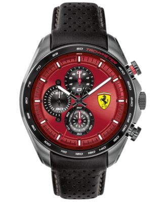 Ferrari Men s Chronograph Speedracer Black Leather Strap Watch 44mm Macy s