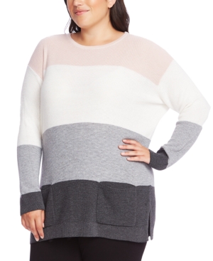 image of Vince Camuto Plus Size Colorblocked Sweater