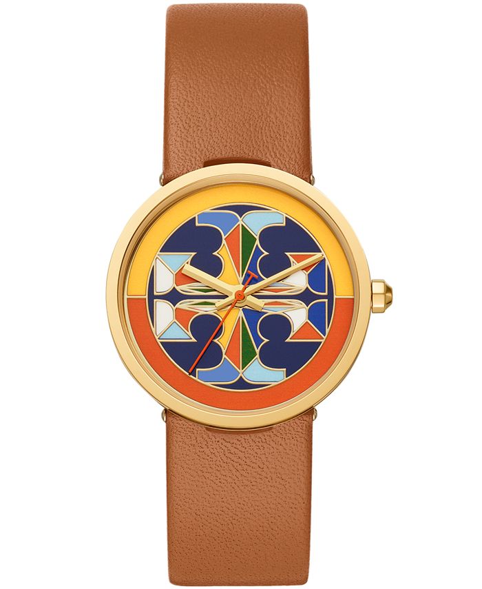Tory Burch Women's Reva Brown Luggage Leather Strap Watch 36mm & Reviews -  All Watches - Jewelry & Watches - Macy's