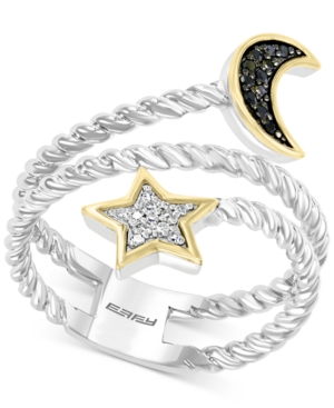 image of Effy Diamond Star & Moon Coil Ring (1/10 ct. t.w.) in Sterling Silver & 14k Gold-Plate