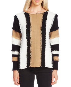 VINCE CAMUTO COLORBLOCKED FRINGE SWEATER