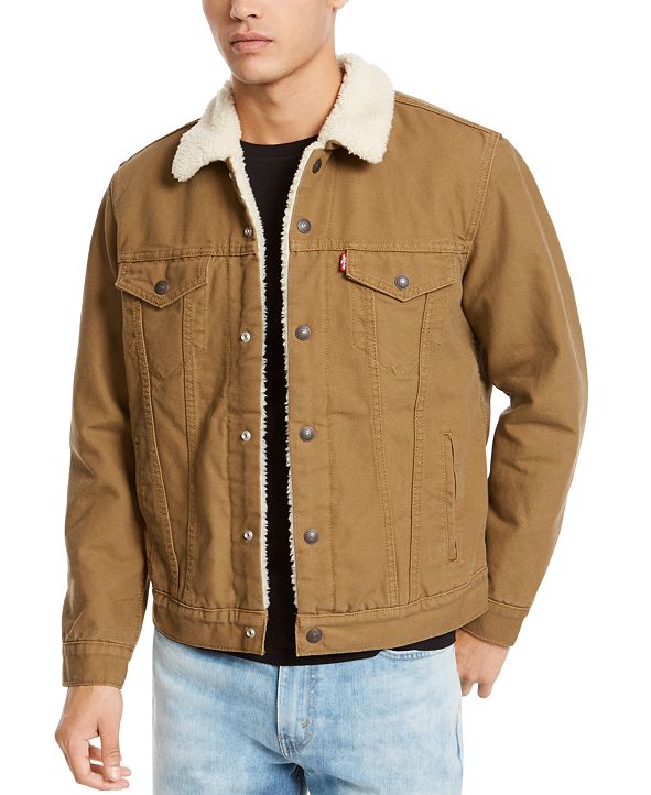 Levi's Men's Sherpa Canvas Trucker Jacket & Reviews - Coats & Jackets ...