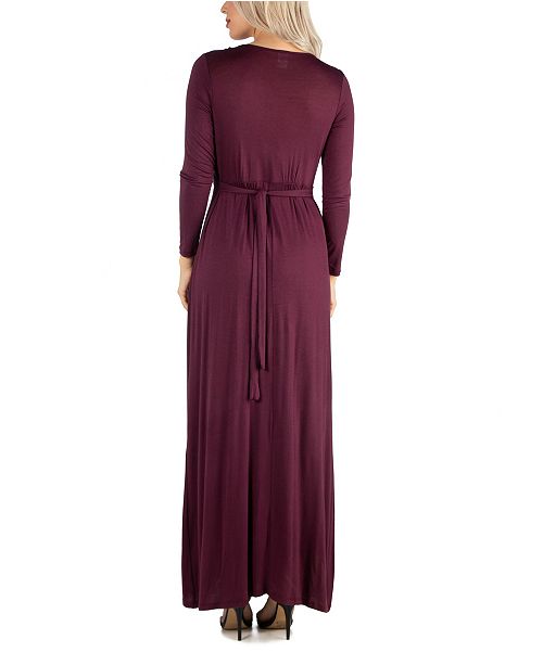 24seven Comfort Apparel Women's Semi Formal Long Sleeve Maxi Dress ...