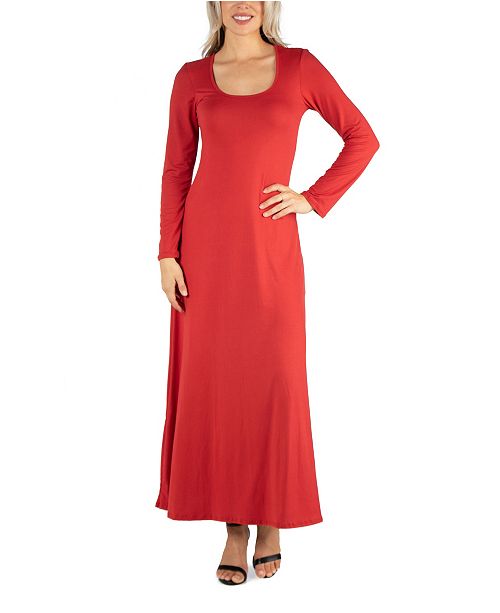 24seven Comfort Apparel Women S Long Sleeve T Shirt Maxi Dress Reviews Dresses Women Macy S