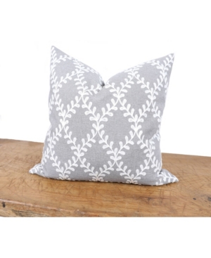 Manor Luxe Piluki Leaf Crewel Embroidered Pillow With Feather Insert In Gray
