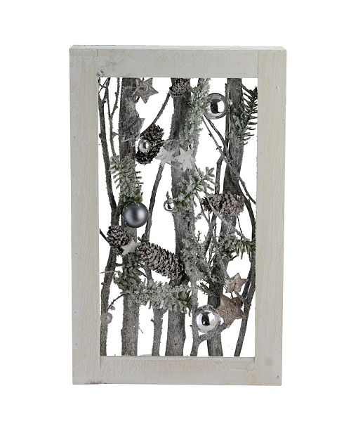 Northlight Decorated Standing Birch Branches In Wood Frame Table