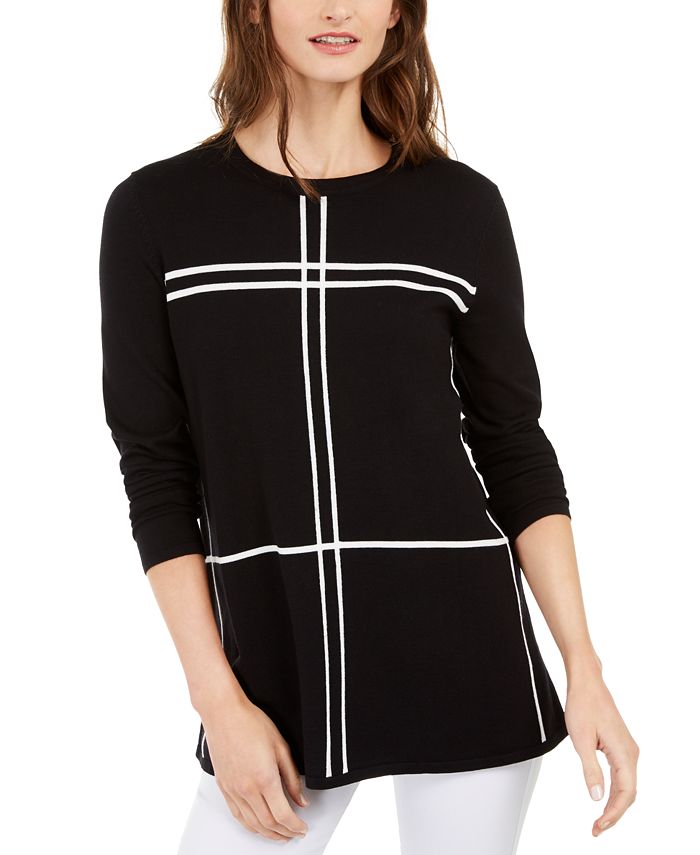 Alfani Petite Grid-Pattern Sweater, Created for Macy's & Reviews ...