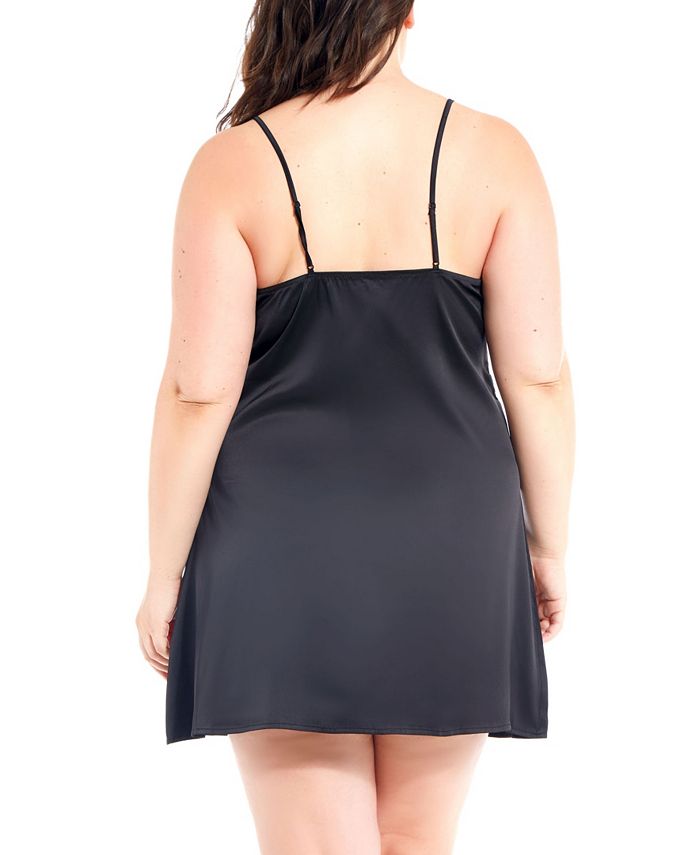 iCollection Plus Size Dressy Satin Chemise Nightgown, Online Only ...