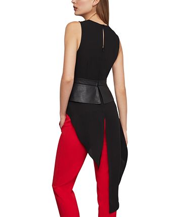BCBGMAXAZRIA Asymmetrical Top With Faux Leather Trim Macy s