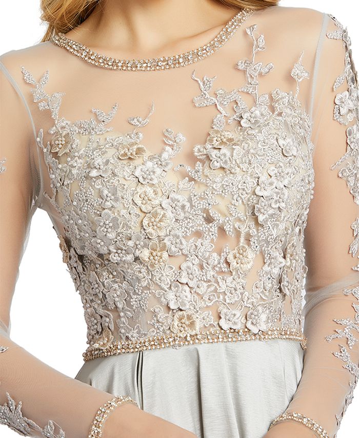 mac duggal lace illusion tulle gown