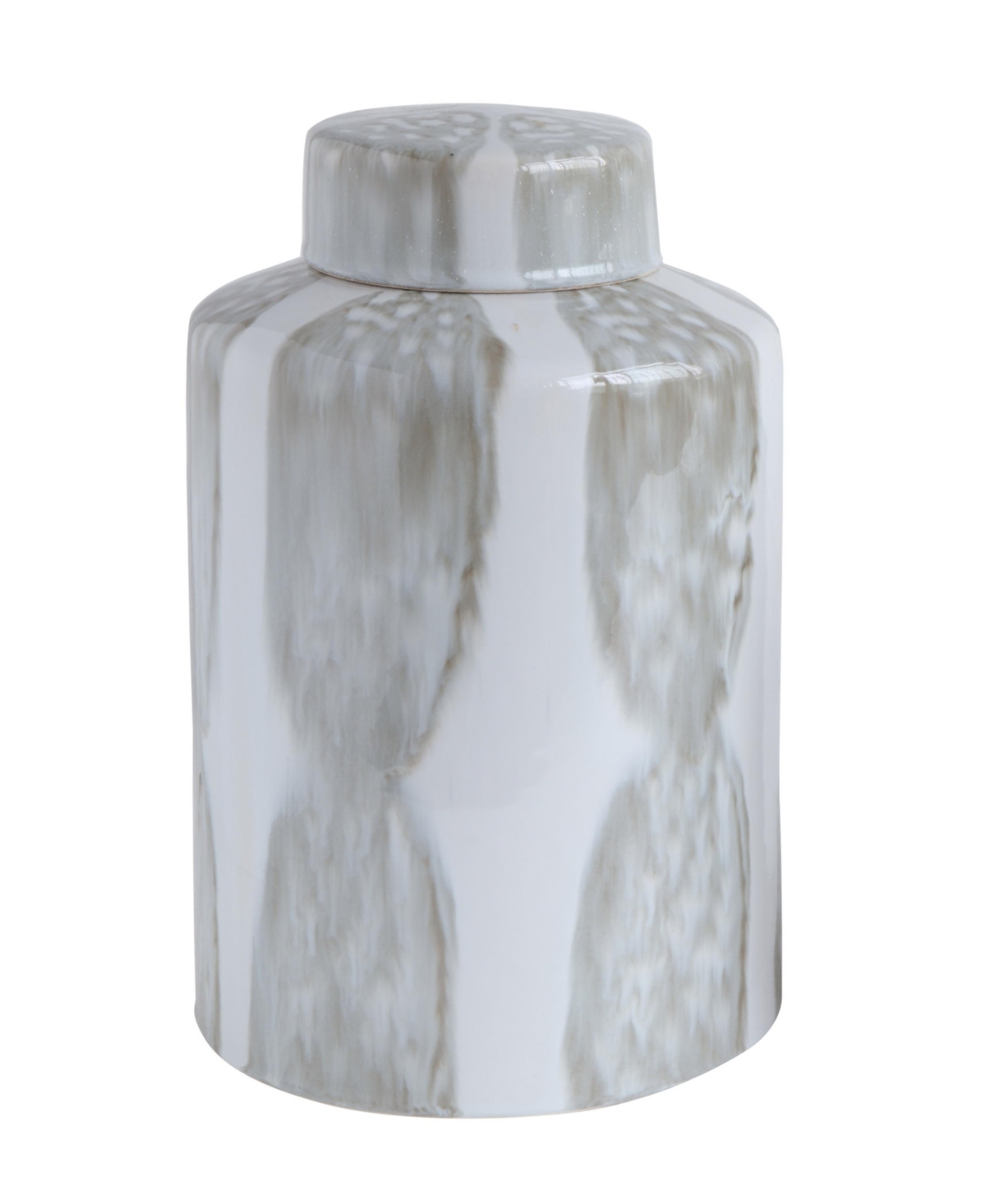 Bloomingville Large Grey & White Decorative Stoneware Ginger Jar with Lid