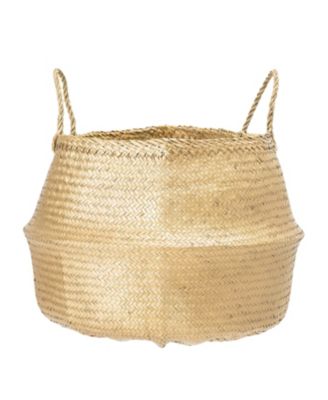Bloomingville - Large Gold Woven Seagrass Basket with Handles