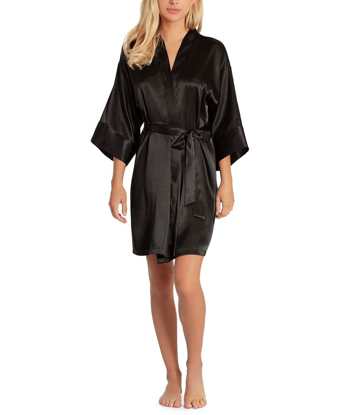 Linea Donatella Women's Short Satin Wrap Robe Lingerie - Macy's
