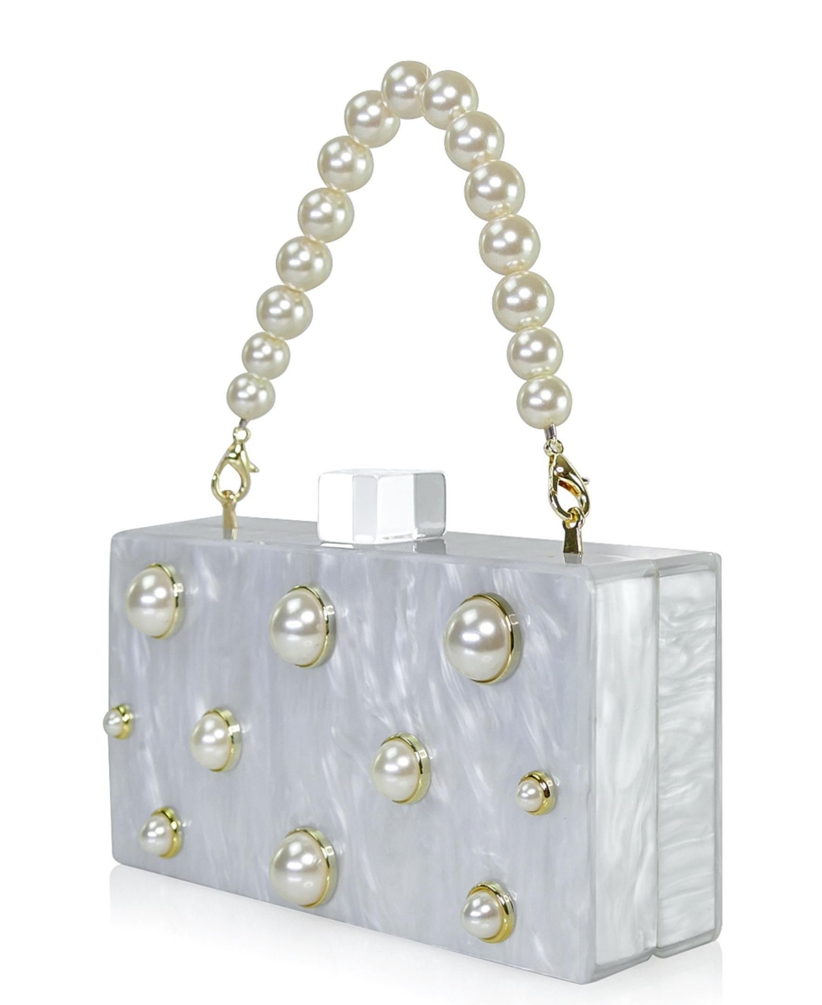 Milanblocks Embellished Acrylic Clutch with Top Handle