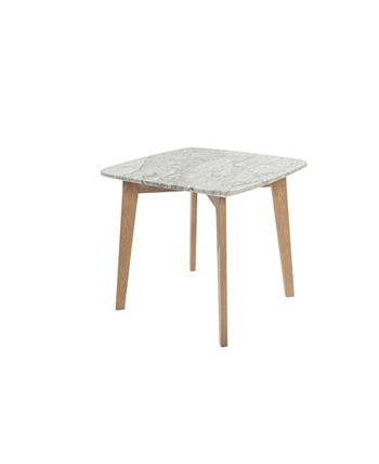 Cenports - Gavia 19.5 x 19.5 Square White Marble Side Table with Oak Legs
