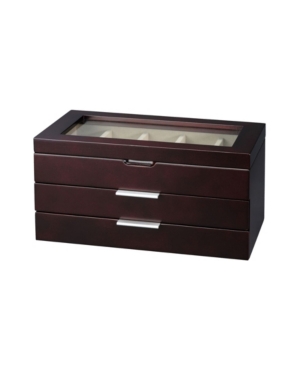 Pko Inc. Wooden 2 Drawer Watch Box In Dark Brown