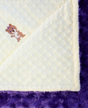 image of Lil- Cub Hub Minky Baby Girl Blanket With Embroidered Girl Bear