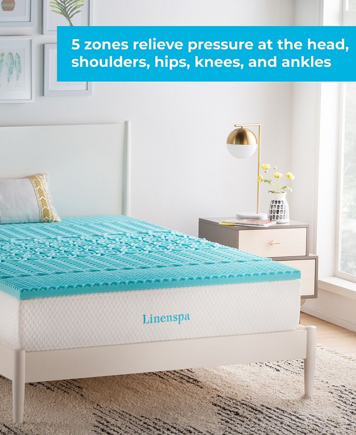 Linenspa 2" Zoned Gel Memory Foam Mattress Topper, Twin Macy's