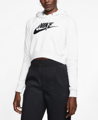 Nike Sportswear Rally Metallic-Logo Fleece Cropped Hoodie - Macy's
