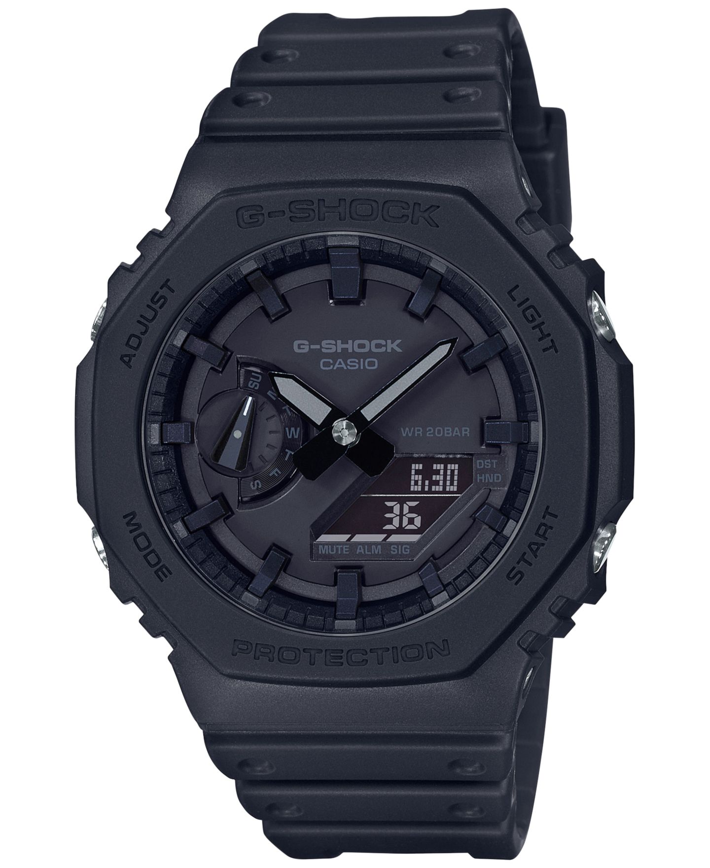 Мужские часы G-Shock Analog-Digital Black Resin Strap Watch 45.4mm — фото 1