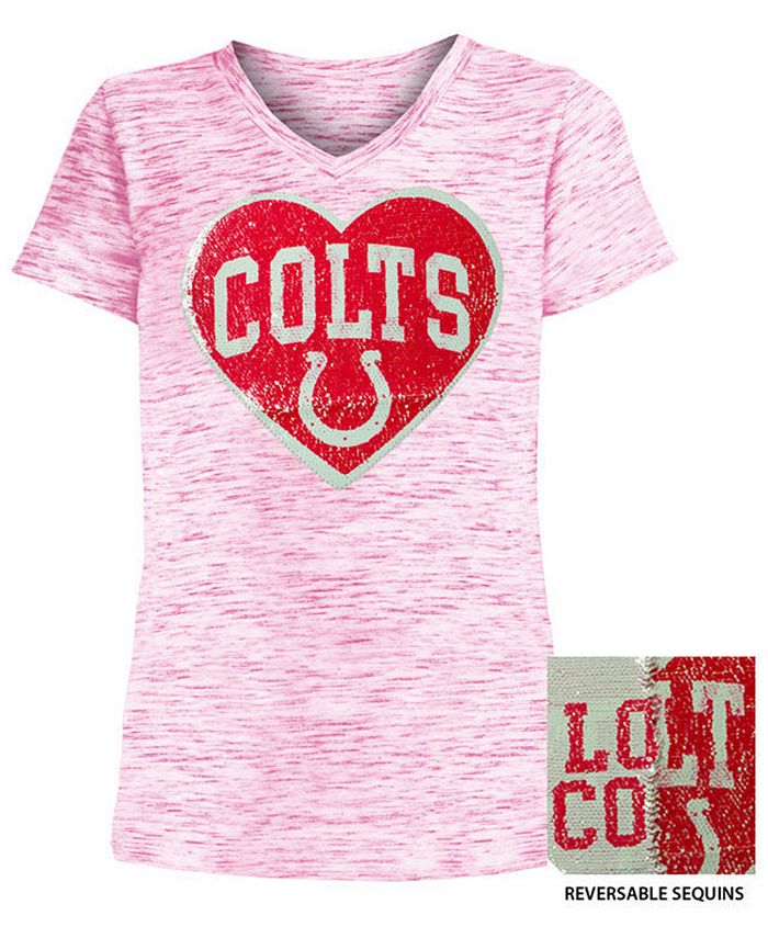 5th Ocean Big Girls Indianapolis Colts Heart Flip Sequin T Shirt