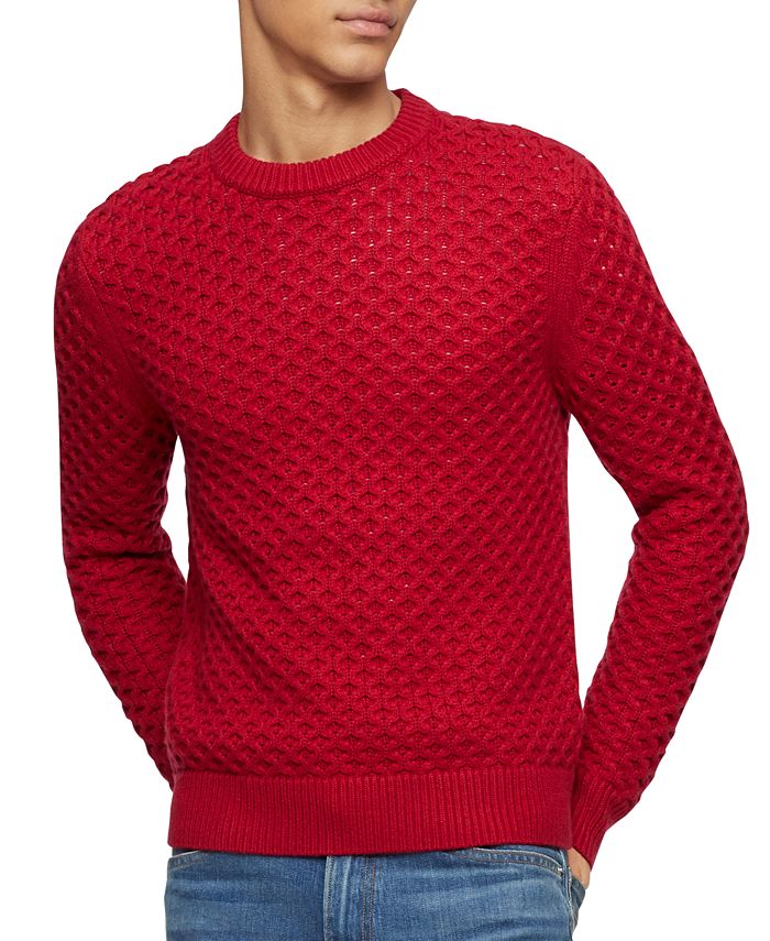 Calvin Klein Men's Honeycomb-Knit Sweater & Reviews - Sweaters - Men -  Macy's