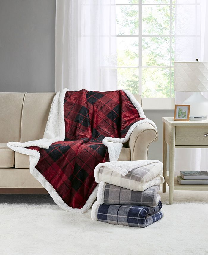 Martha stewart classic on sale sherpa plaid throw