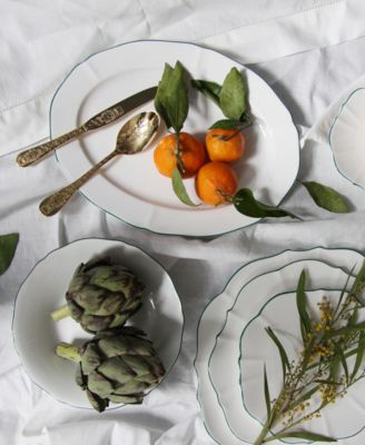 Amelie Forest Green Rim 14" Oval Platter