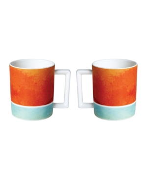 Twig New York Reve Orange Mugs - Set Of 2 In Multi
