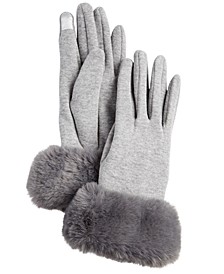 Women's Faux Fur Cuff Jersey Touchscreen Glove